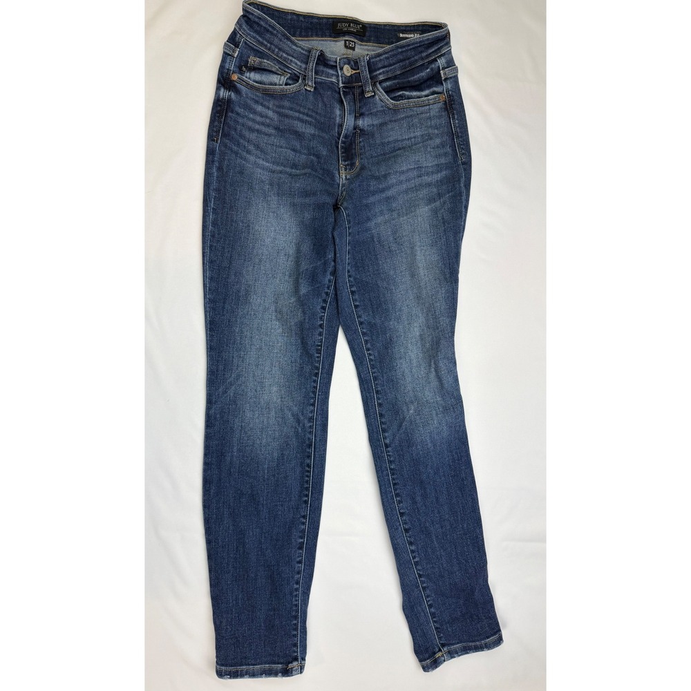 Judy Blue Boyfriend Fit Dark Wash Denim Jeans Size 1 25 Mid Rise Relaxed Leg